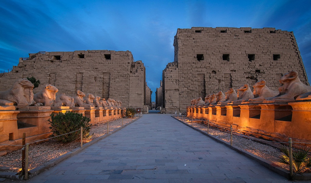 Avenue of sphinxes at Karnak Temple in Luxor, Egypt